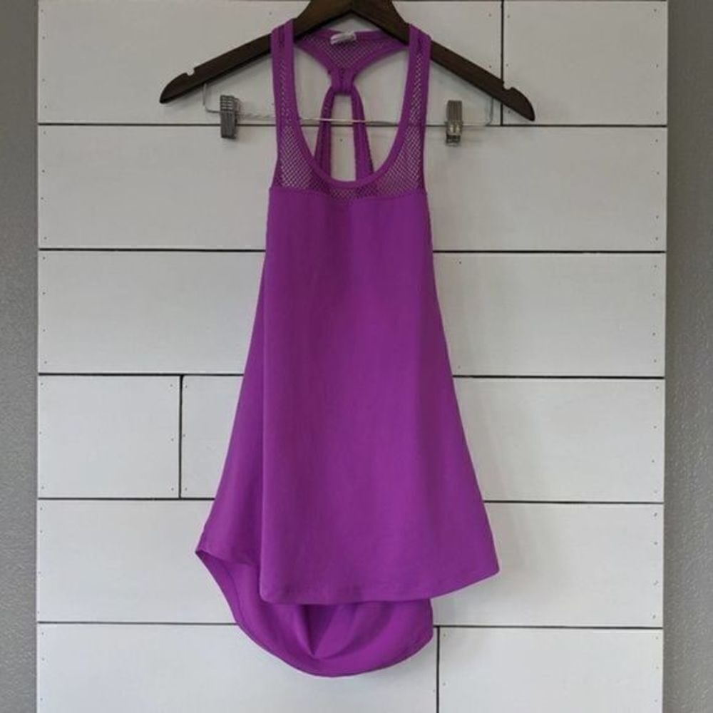 Fabletics Sol Purple Mesh Drape Tank Top Small - Picture 4 of 7